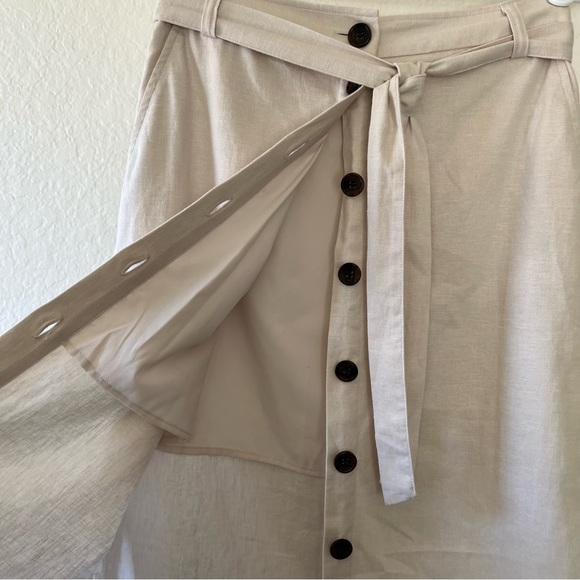 Banana republic front button linen midi skirt size 00 petite - Picture 2 of 8